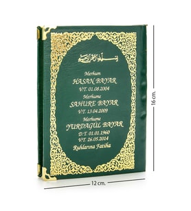 50 ADET - İsim Baskılı Ciltli Yasin Kitabı - Çanta Boy - Yeşil - 128 Sayfa - Mevlit Hediyeliği