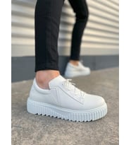 JY502 Bold Bağcıklı Cilt Erkek Günlük Sneaker Ayakkabı CBT - Beyaz