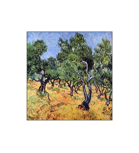 Bursa İpek Yeşil Zeytin Ağacı Desen İpek Mendil