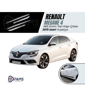 Renault Megane 4 Krom+ABS Yan Kapı Çıtası 2015 Üzeri 4 Parça P. Çelik (Sedan)