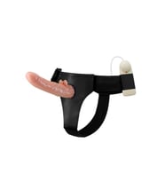 20 cm Belden Bağlamalı Oynar Başlı Titreşimli İçi Dolu Strapon Penis