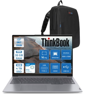 Lenovo Thinkbook 16 G6 Irl Intel Core I7 13700H 32GB Ddr5 4tb SSD Intel Iris Xe 16" Wuxga 300NITS IPS Freedos Taşınabilir Bilgisayar 21KH00V1TRF12 + Zetta Çanta