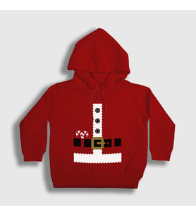 Presmono Unisex Çocuk Kırmızı Kostüm Noel Baba Santa Claus Yılbaşı Kapüşonlu Sweatshirt 269998tt