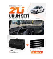 e-biz RENAULT 19 EUROPA (1996-2003) Uyumlu Torpido Örtüsü + Deri Bagaj Çantası Seti - Siyah - RE004