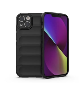 Apple iPhone 14 Uyumlu Kılıf Esnek TPU Oyuklu Arka Yüzey Tasarımlı Zore Etnik Silikon Kapak (Siyah)