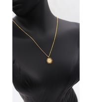Kadın Sarı Minimal Güneş Taşlı Kolye 925 Ayar Gümüş