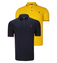 İKİLİ SET T8586 DEWBERRY ERKEK T-SHIRT-LACİVERT-SARI