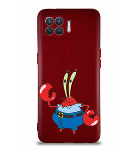 Oppo Reno 4 Lite Soft Premier Kapak Bay Yengeç Tasarımlı Silikon Kılıf - Mürdüm (Şeffaf)