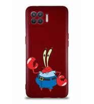 Oppo Reno 4 Lite Soft Premier Kapak Bay Yengeç Tasarımlı Silikon Kılıf - Mürdüm (Şeffaf)