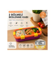 Paslanmaz Çelik 2 Bölmeli Sızdırmaz Kapaklı Yemek Kabı