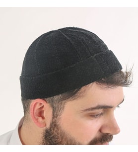 Katlamalı Şönil Takke - Siyah