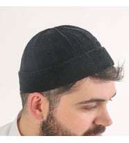 Katlamalı Şönil Takke - Siyah