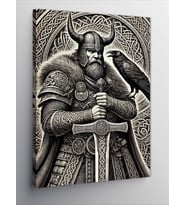 Kanvas Tablo Viking Savaşçısı ve Kuzgun