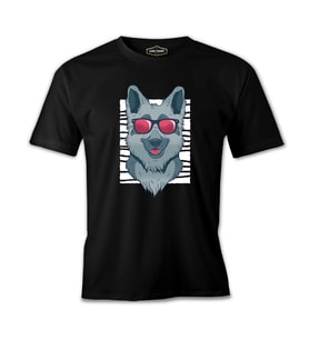 A Dog with Red Sunglasses Siyah Erkek Tshirt