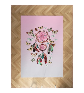 MEKTA HOME BEBEK VE ÇOCUK ODASI Kelebek Desenli Pembe Halı