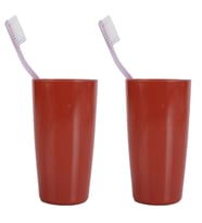 2 ADET DİŞ FIRÇALIK VE  MACUN KABİ KIRMIZI MELAMİN 8X8X11CM 400ML BANYO SETİ