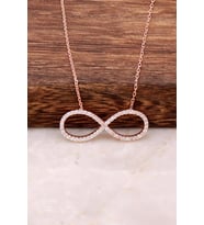 Sonsuzluk Ros Gümüş Zirkon Taşlı Kolye 2454 (Rose)
