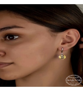 Swarovski Crystal Taşlı Gümüş Beyaz Sallantılı Kadın Küpe