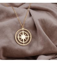 925 Ayar Gümüş Pusula Gümüş Kolye Kadın Gümüş Kolye (Gold)
