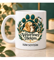 Veteriner Hekim Kupa Bardak Kedi Köpek ve Pati Desenli