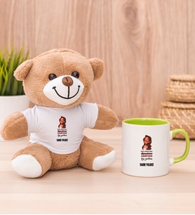 Kişiye Özel Kudurtayım Diye Tasarım Esprili Peluş Ayı ve Yeşil Kupa
