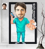 Kişiye Özel 3D  Ahşap Tablo Doğum Doktoru Erkek 30x40 -1