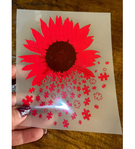 ÜTÜ İLE YAPIŞAN AYÇİÇEĞİ TRANSFER BASKI ARMA TİŞÖRT BASKI 14X11 CM (Kırmızı)