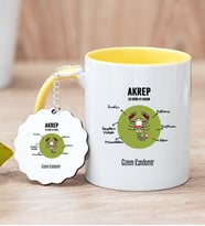 Kişiye Özel Akrep Burcuna Hediye Sarı Kupa Bardak ve Anahtarlık