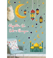 Ramazan Ayı Temalı Cam Duvar Süsleri - Hoşgeldin Ramazan Sticker Seti Ramazan Sticker Seti