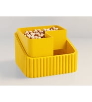 3D Baskı Fıstık Kasesi - Çift Hazneli Kabuk Ayırıcı Sunum Kasesi - Sarı Sarı