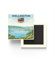 Retro Yeni Zelanda Wellington Şehri Temalı Vintage Buzdolap Magneti – 9x9 cm