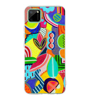 PrintiFy Realme C11  ile Uyumlu 1mm Slim Fit Retro Renkler 6 Baskılı Şeffaf  Kılıf