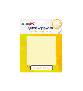 İnox Şeffaf Yapışkanlı Not Kağıdı 75x75 Sarı 50'li