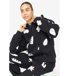 Nike Women's Jordan Artist Series Loose Fit Hoodie Kadın Büyük Beden Kapüşonlu Sweatshirt Siyah Beyaz