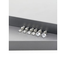 Kadın Basic Zirkon Taşlı 3 Boy Oval Model 6'lı Küpe Seti