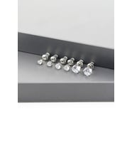 Kadın Basic Zirkon Taşlı 3 Boy Oval Model 6'lı Küpe Seti