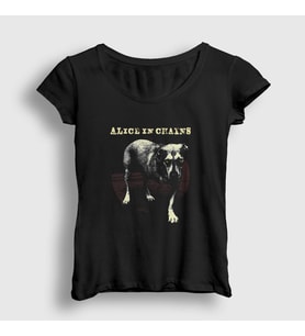 Presmono Kadın Siyah Dog Alice In Chains T-Shirt 7476tt