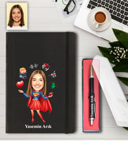 Kişiye Özel Süperanne Karikatürlü Defter ve kalem