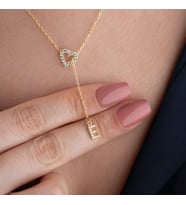 Vaoov 925 Ayar Gümüş Harf Sallantılı Kalp Kolye (Gold)