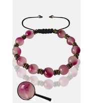 Sertifikalı Rose Hematit Pembe Renkli Kuvars Taşı Bileklik - Ayarlamalı (Çok Renkli)