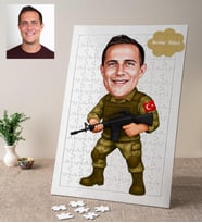 Karikatürlü Asker Kişiye Özel Puzzle
