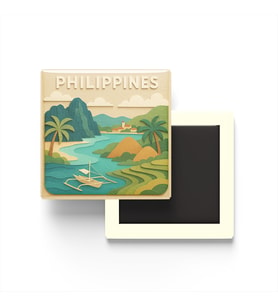 Filipinler - Philippines - Paper Cut Art - Baskılı Buzdolap Magneti Kare - 9x9 cm