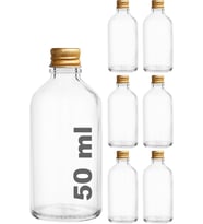 Lexroo 50 cc Gold Metal Kapaklı Hediyelik Shot Şişesi 50 ml Kolonya Koku Süs Küçük Şeffaf Cam Şişe