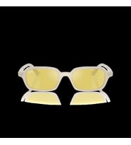 Ray-Ban Unisex Güneş Gözlüğü - Yastık Form Bulutlu Sıcak Beyaz Kemik Çerçeve Sarı Cam Aynalı %100 UV