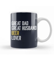 Great Dad Great Husband Beer Lover Kupa Bardak Porselen