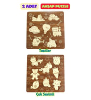 Çocuk Puzzle (Yapboz) Birinci Sınıf Ahşap 2 Parça Eğitici Öğretici Eğlenceli Set