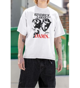 Kendrick Lamar Damn Yazılı Unisex Rap Tişört, Oversize Rapper Tişört