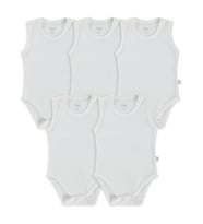 Civil Baby 5 li Düz Basic Sıfır Kol1-3 Yaş Çıtçıtlı Badi - Beyaz