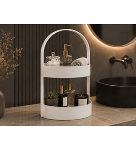 3D Baskı İki Katlı Banyo Düzenleyici - Taşınabilir Organizer ve Saklama Standı-Beyaz