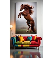 ŞAHLANAN AT V1 Ev Duvar Salon Güzellik Salonu Ofis Dükkan Dekarasyon Kanvas Tablo (Çok Renkli)